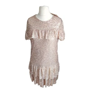 Vera & Lucy roségoldenes Paillettenkleid Damengröße Large 12/14 - Bild 1 von 7