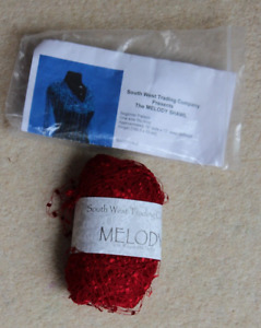 NEW South West Trading Company Melody Lacy Scarf Knitting Pattern & Red Yarn