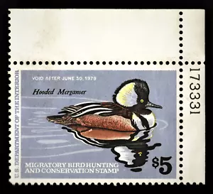 US 1979 Duck Stamp #RW45 $5.00 Migratory Bird Hunting WISCONSIN Corner Tab #31 - Picture 1 of 2