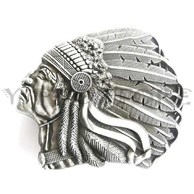 American Indian Chief Head Western Indian  Metal Fashion Belt Buckle - Image 1 of 1
