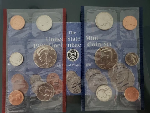 1991 US Mint Set Uncirculated 10 Coin Set Philadelphia & Denver P & D Cover