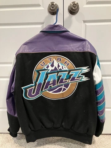 Utah Jazz Leather Jacket Vintage JH NBA Small Cover