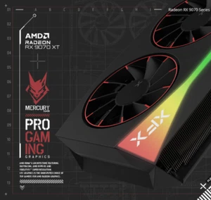 RGB XFX Mercury AMD Radeon RX 9070XT OC Black Gaming Edition - Picture 1 of 6