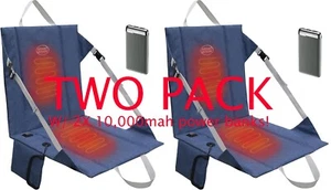 2Pc Heated Seat Dual Heat Stadium Bleacher Seat Reclining Padded Back BATTERIES! - Picture 1 of 8