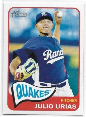 2014 Topps Heritage Minors #55 JULIO URIAS Pre-RC Los Angeles Dodgers   - Image 1 of 2