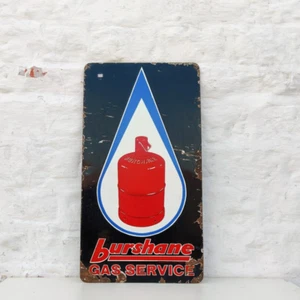 1940s Vintage Burshane Gas Service Advertising Enamel Sign Board Old Rare EB417 - Picture 1 of 4