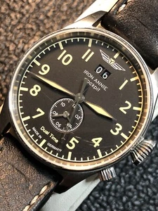 Iron Annie Cockpit Dual Time Watch Made In Germany Swiss Movement New Battery - Picture 1 of 24