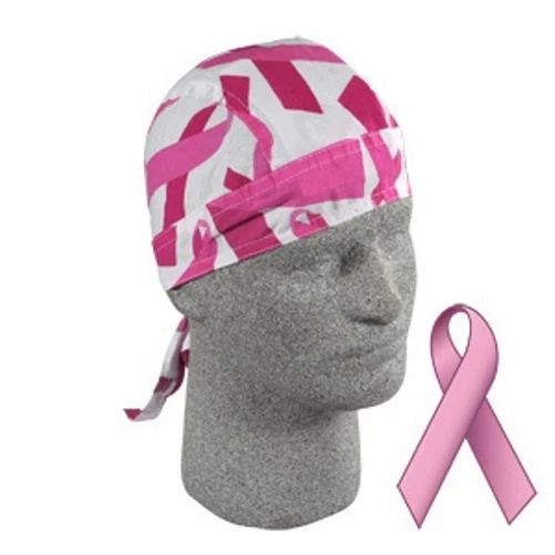 Breast Cancer Awareness White Ribbons Doo Rag Headwrap Bandanna Flydanna Durag - Image 1 of 1