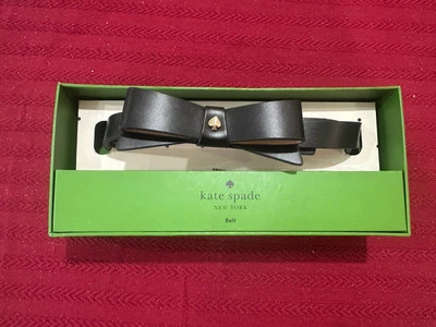 KATE SPADE NEW YORK bow belt with spade Logo Leather Black Size S/M New - Image 1 of 4