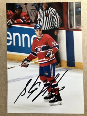 "Foto autografiada de Stephane Richer de Montreal Canadiens 4x6""" Foto 1 de 2