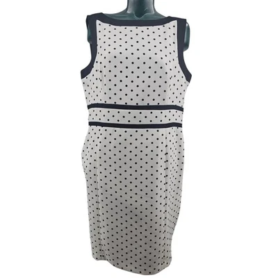 Vestido midi sin mangas a lunares blanco y negro Black Label by Evan Picone 16 3607 Foto 1 de 4