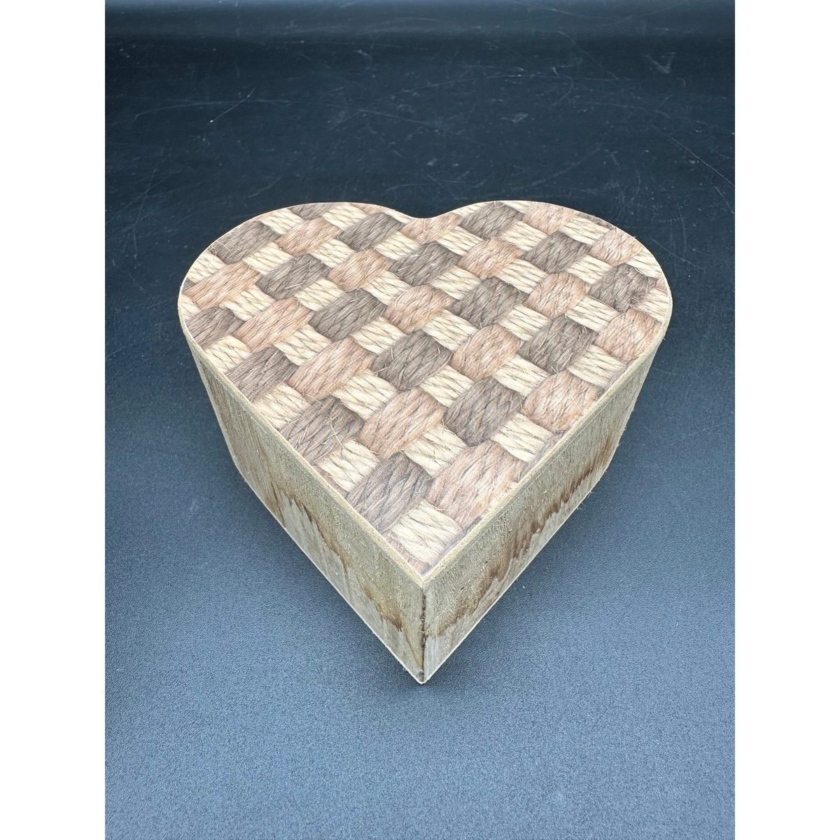 6PCS Unfinished Wooden Heart-Shaped Boxes With Hinged Lids - 5.1x5.1x2.2 Inch DIY Craft Storage Jewelry Boxes