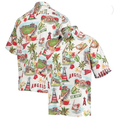 NWT Men’s Reyn Spooner Los Angeles Angels Scenic Hawaiian Polo Shirt XL X-Large - Image 1 of 4