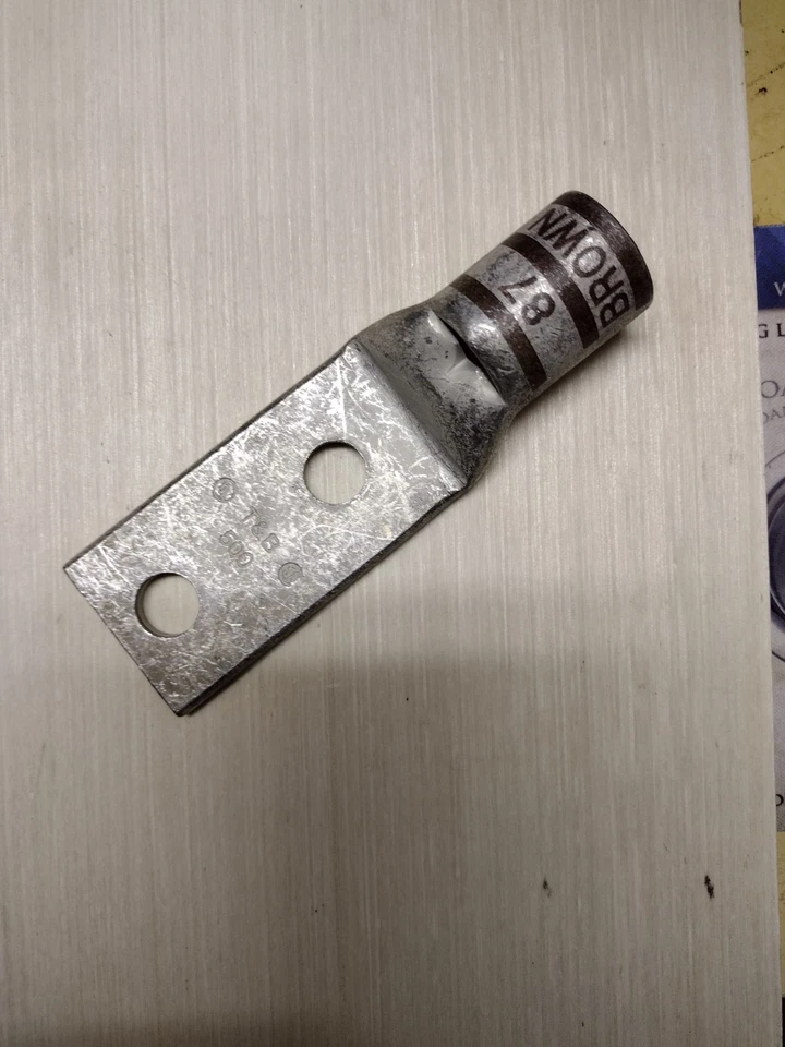 Lot of (12)500 kcm copper crimp lugs by T&B, 1/2" holes@1 1/2" on ctr,insp wdw - Image 1 of 1