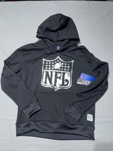 Nuevo con etiquetas Nuevo con logotipo de la NFL para hombre Pullover Sudadera con capucha Talla M en negro y plata con licencia - Imagen 1 de 8