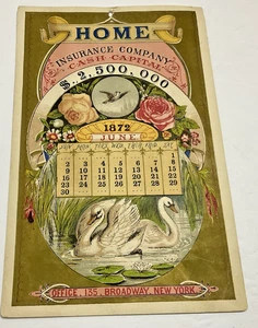 1872 Antique Victorian HOME INSURANCE CO. Lithograph Print June Calendar page - Picture 1 of 6
