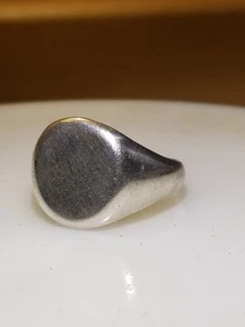 6.5g Blank Signet Ring Silver 925 Modern Jewelry Vintage Size 8 Flat Round  - Picture 1 of 5