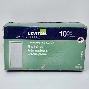 Interruptor basculante Leviton Decora 15 amperios monopolar 5601-2TM luz almendra (paquete de 10) - Imagen 1 de 10