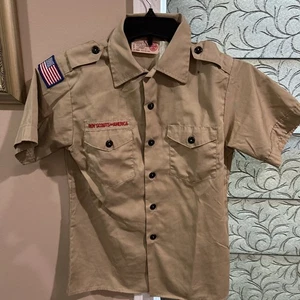 Boy Scout BSA UNIFORM Tan SHIRT Youth Large Short Sleeve J75 - Picture 1 of 8