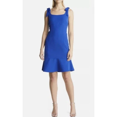 JULIA JORDAN Women's Sheath Dress Size 2 Royal Blue Shoulder Tie Ruffle Hem NWOT - image 1 of 4