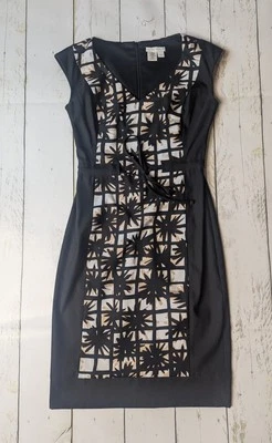 Vestido Vaina New York & Company Mujer Talla 0 Negro Patrón Geométrico Sin Mangas Foto 1 de 4