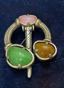 Atemberaubende WUNDER Cabochon Stein goldfarbene Brosche 2,25 Zoll - Bild 1 von 5