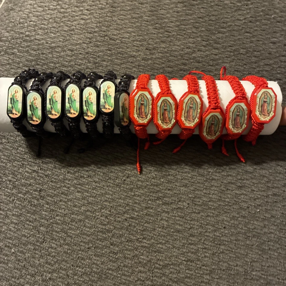 Lot Of 12 Bracelets 6 Black St Jude And 6 Red Virgin Of Guadalupe Bracelets New - Image 1 of 4