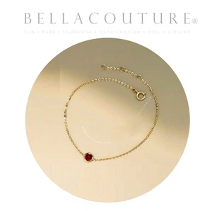 NEW 18K YELLOW GOLD AAA+ 5MM NATURAL GARNET TENNIS CHARM 14K PENDANT BRACELET - Picture 1 of 24