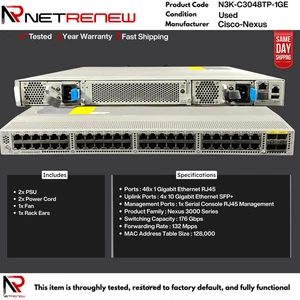 Cisco Nexus N3K-C3048TP-1GE 48x 1GB RJ-45 4x 10GB SFP+ Switch - Bild 1 von 1