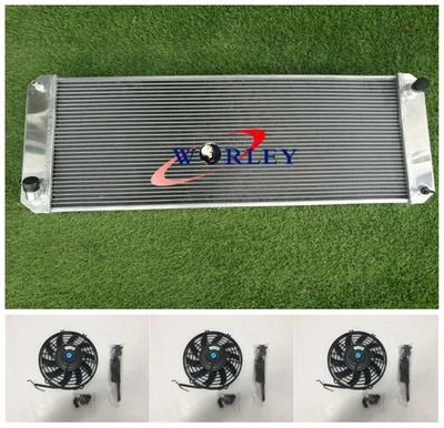 3 row aluminum radiator + fan for LOTUS Esprit S4 SE S4s V8 GT GT3 1988-2004 MT - image 1 of 4