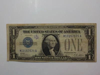 Silver Certificate 1928 1 Dollar Bill Funny Back Note Paper Money Note USA  - Image 1 of 2