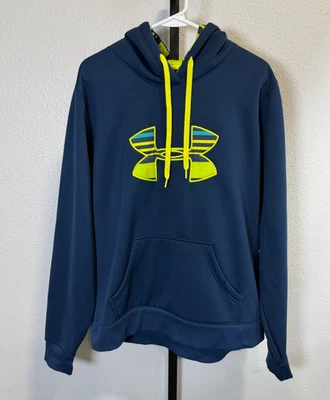 Sudadera con capucha Under Armour Storm azul marino amarillo para mujer semi-ajustada talla XL Foto 1 de 4