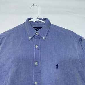 Camisa Ralph Lauren Yarmouth Para Hombres 15 33 Azul Oxford Manga Larga Con Botones - Imagen 1 de 9