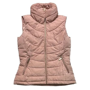 Calvin Klein-Quilted Pale Pink Puffer Vest-Gold tone Logo zippers-Women's XS - Picture 1 of 13