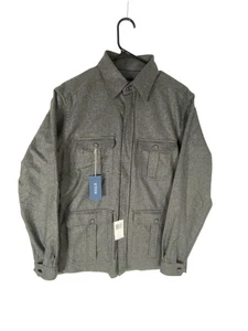 ETON Jacket Mens Large Wool Cashmere Mid Grey Overshirt Shacket Button Front NWT - Picture 1 of 18