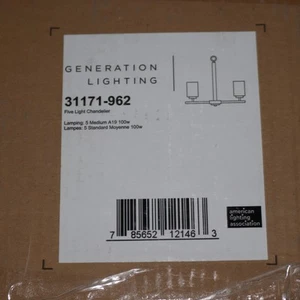 Generation Lighting Oslo 5 Light Pillar Candle Chandelier Nickel 24" Wide  - Picture 1 of 4