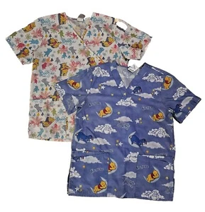 Scrubs Winnie The Pooh TWO Size Small Wonderful World Of Disney Poohfect Eeyore - Picture 1 of 17