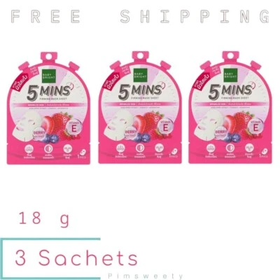 3 Sachets X 18 g Baby Bright 5 Mins Firming Mask Sheet Face Treatment Skincare - Image 1 of 4