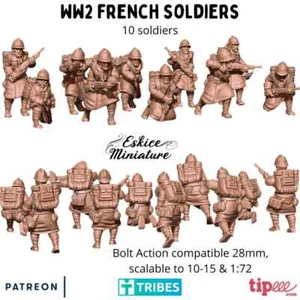 10 Soldats Français, Seconde Guerre Mondiale, Wargame, WW2 - Picture 1 of 1