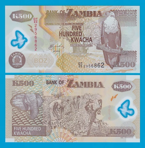 Zambia 500 Kwacha P 43h 2011 UNC Polymer ( P 43 h ) Cover