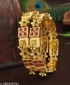 Conjunto de pulseras brazaletes nupciales de moda Bollywood joyería étnica india chapada en oro - Imagen 1 de 3