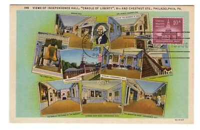 #1044 Independence Hall Liberty 1956 FDC - "Cradle of Liberty" Postcard - Image 1 of 2