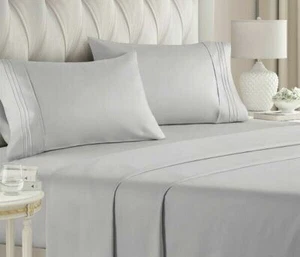 CGK Unlimited Luxury 4 Piece Sheet Set Size Cal King Light Grey Ultra Soft - NEW - Picture 1 of 3