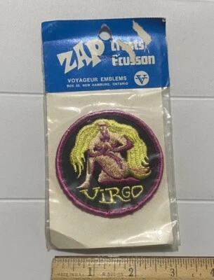 NIP Vintage Virgo Sign Astrology Zodiac Souvenir Round Embroidered Patch Badge - Image 1 of 3
