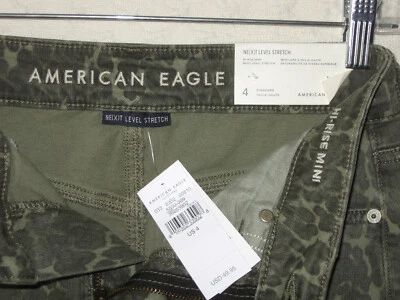 NUEVA MINIFALDA AMERICAN EAGLE TIRO ALTO TALLA 4 VERDE CAMUFLAJE NE(X)T NIVEL ELÁSTICO $50 Foto 1 de 4