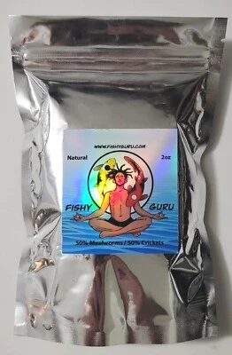 FISHY GURU 100% Dried Natural Mealworm & Cricket Mix - Birds, Reptiles, Fish, Hamsters, etc