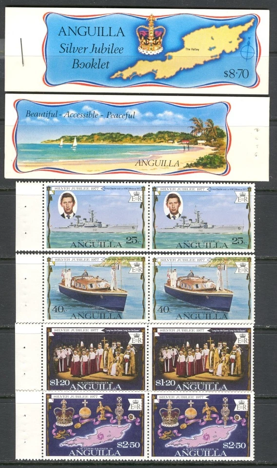 ANGUILLA 1977, QUEEN ELIZABETH II REIGN - 25TH ANNIV. BOOKLET W. Sc 271-274 x 2 - Image 1 of 1