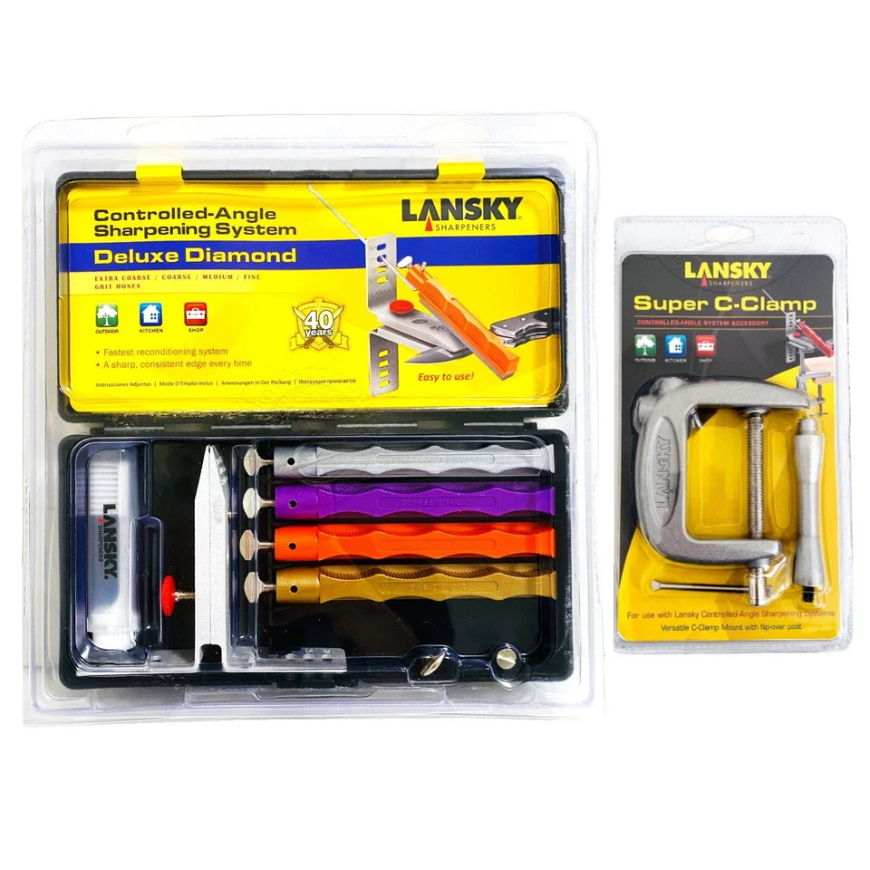 Lansky 4 Hone Controlled Angle Deluxe Diamond Knife Sharpening System + Clamp - Image 1 of 1