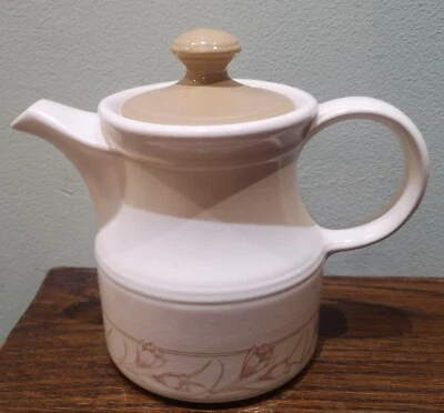 Vintage Stoneware Biltons Coloroll Teapot/ Coffee Pot Floral White Beige - Image 1 of 4