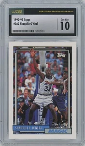 ๐ 1992-93 Topps #362 Shaquille O'Neal RC Rookie Card ๐ CSG 10 Gem Mint ๐ HOF - Picture 1 of 2